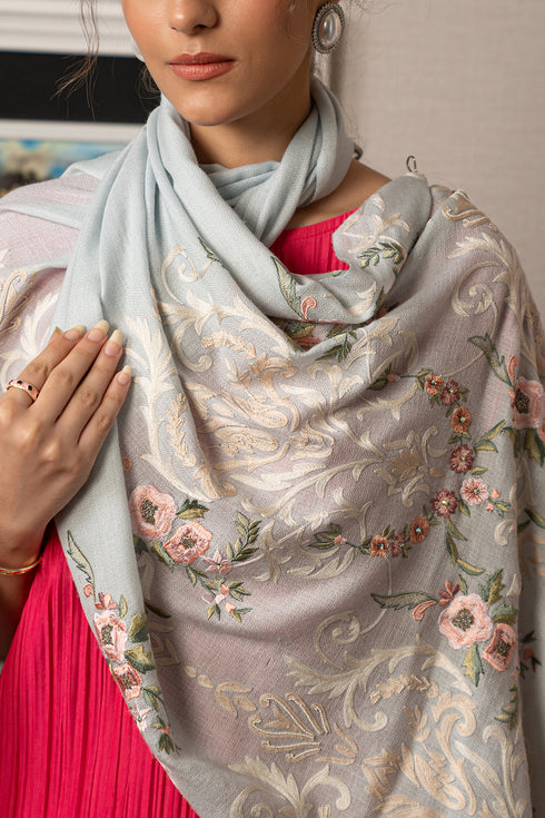 Victorian Love | Embroidered Wool Silk Stole